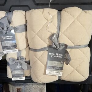Better Homes And Gardens Beige Quilt Set with Gray Accents